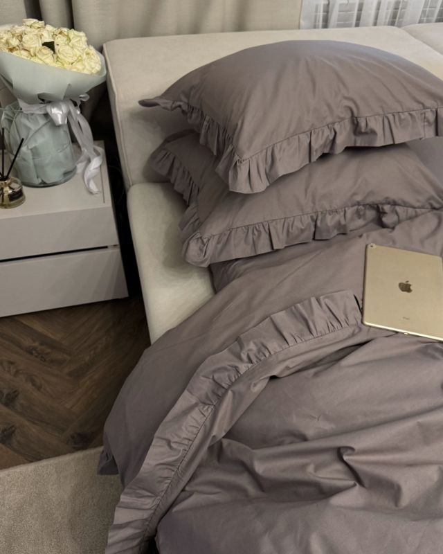 Комплект постільної білизни «МЛС» Двоспальний Поплін преміум & Рюша