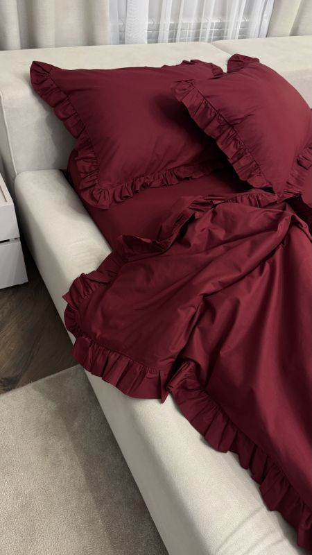 Комплект постільної білизни «МЛС» Євростандарт Поплін преміум & рюша