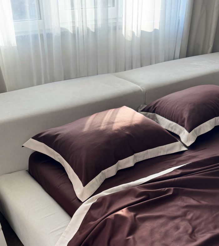 Комплект постільної білизни «МЛС» Півтораспальний Сатин Delux & кольорова рамка