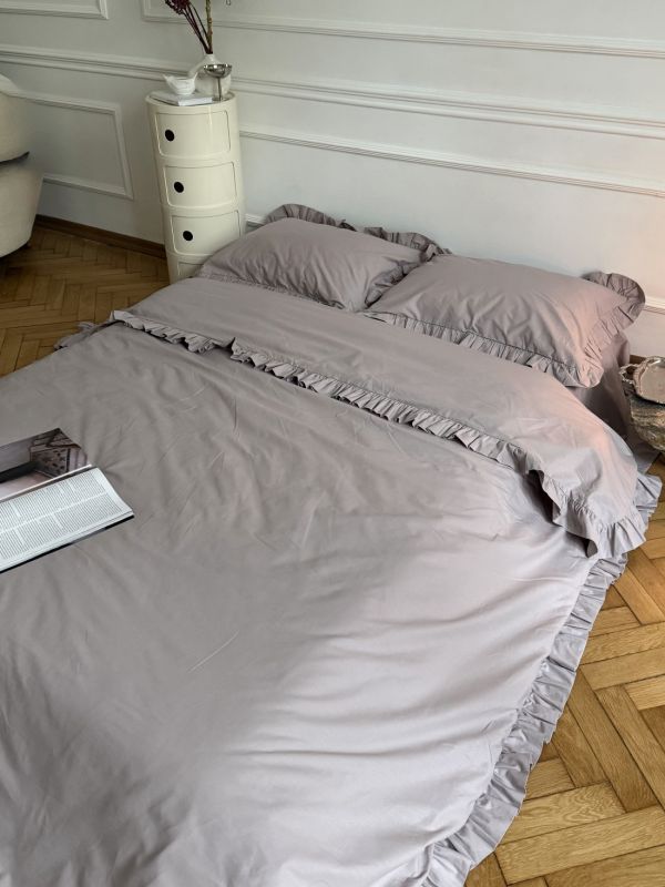 Комплект постільної білизни «МЛС» Півтораспальний Поплін преміум &Рюша