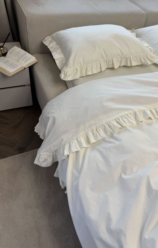 Комплект постільної білизни «МЛС» Євростандарт Поплін преміум & рюша