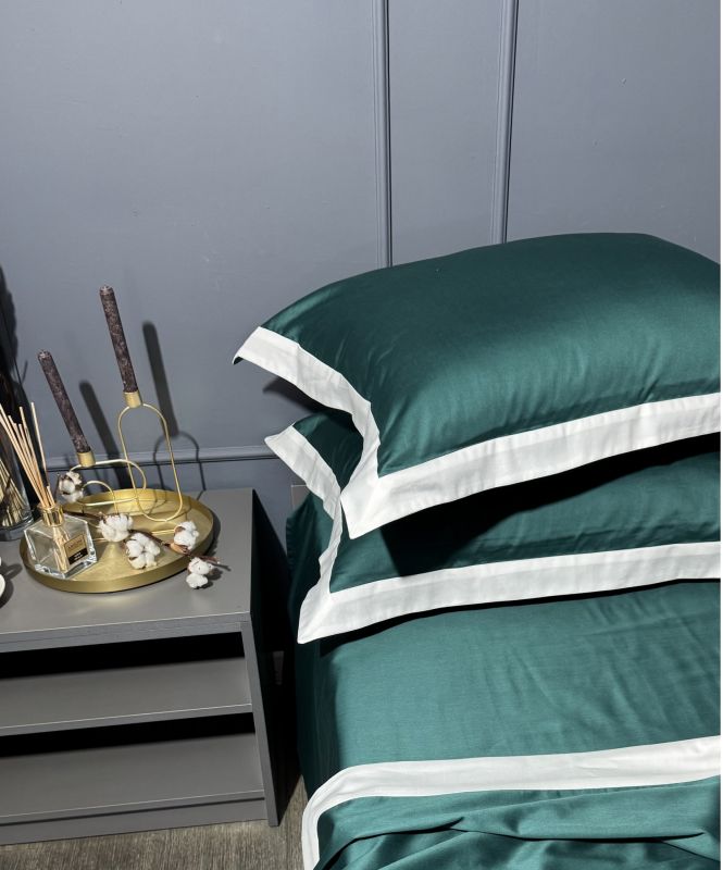 Комплект постільної білизни «МЛС» Євростандарт Сатин Delux & кольорова рамка 