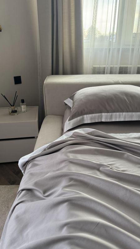 Комплект постільної білизни «МЛС» Сімейний Страйп-Сатин Delux & кольорова рамка