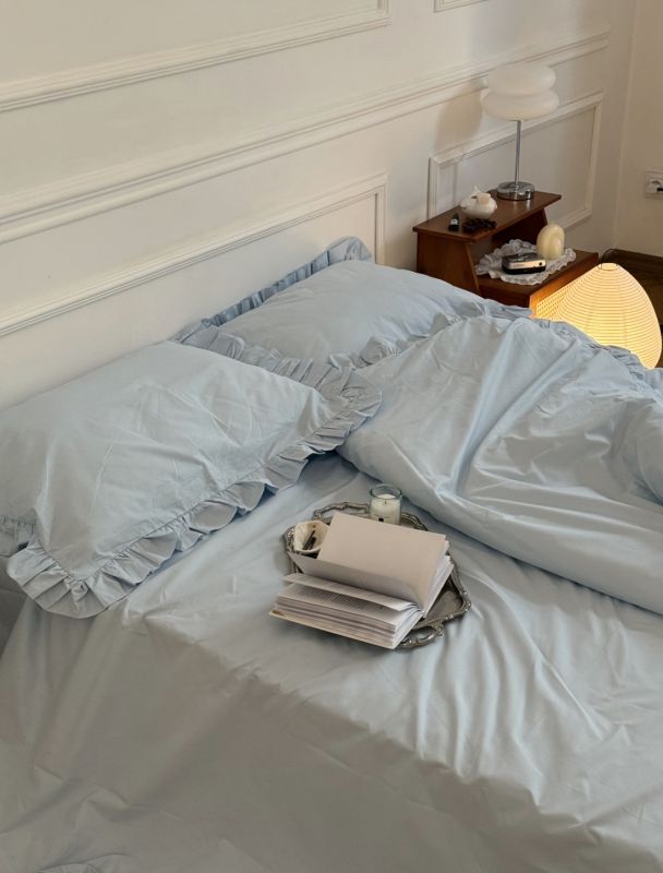 Комплект постільної білизни «МЛС» Півтораспальний Поплін преміум &Рюша