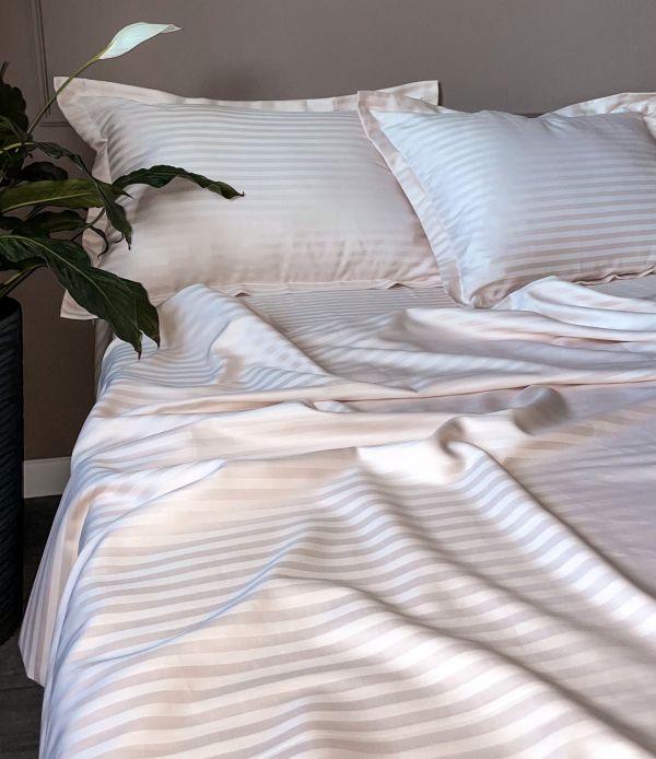 Комплект постільної білизни «МЛС» Євростандарт Страйп-Сатин Delux