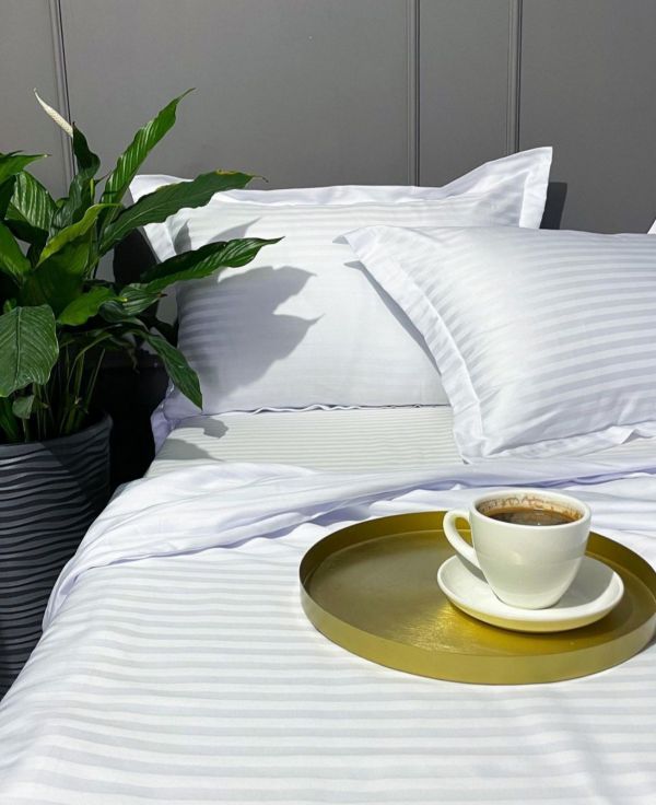 Комплект постільної білизни «МЛС» Євростандарт Страйп-Сатин Delux