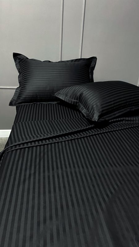 Комплект постільної білизни «МЛС» Євростандарт Страйп-Сатин Delux