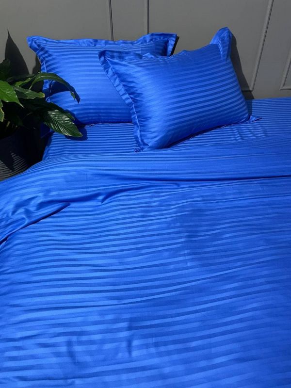 Комплект постільної білизни «МЛС» Двоспальний Страйп-Сатин Delux