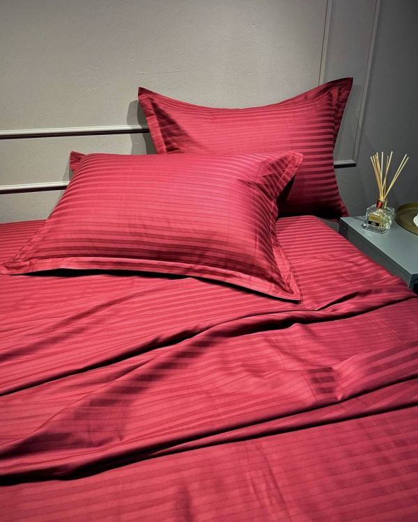 Комплект постільної білизни «МЛС» Двоспальний Страйп-Сатин Delux