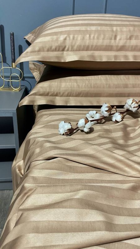 Комплект постільної білизни «МЛС» Євростандарт Страйп-Сатин Delux