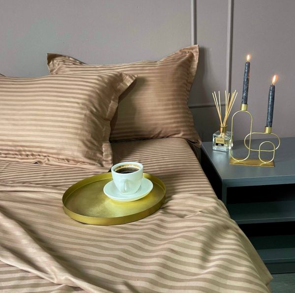 Комплект постільної білизни «МЛС» Сімейний Страйп-Сатин Delux