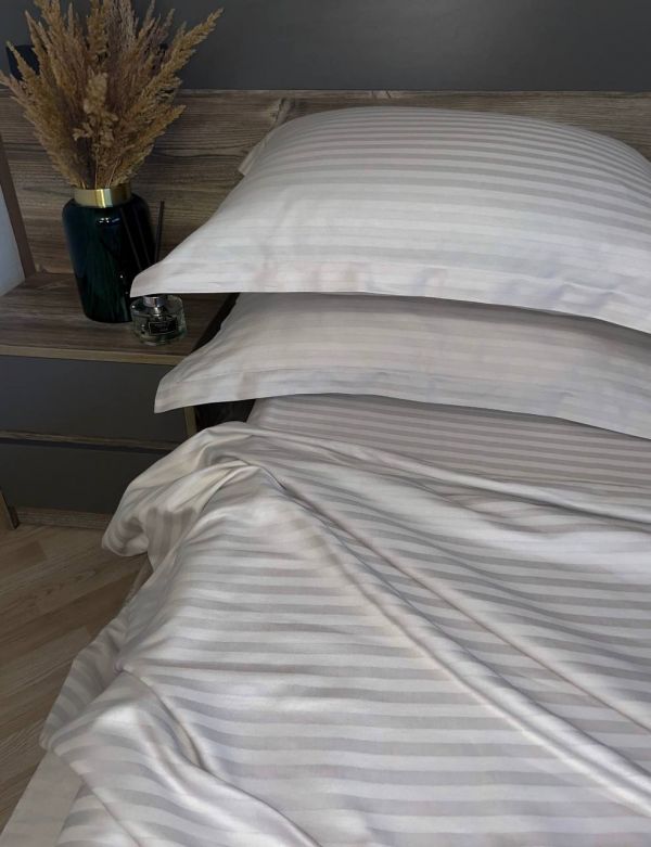 Комплект постільної білизни «МЛС» Євростандарт Страйп-Сатин Delux
