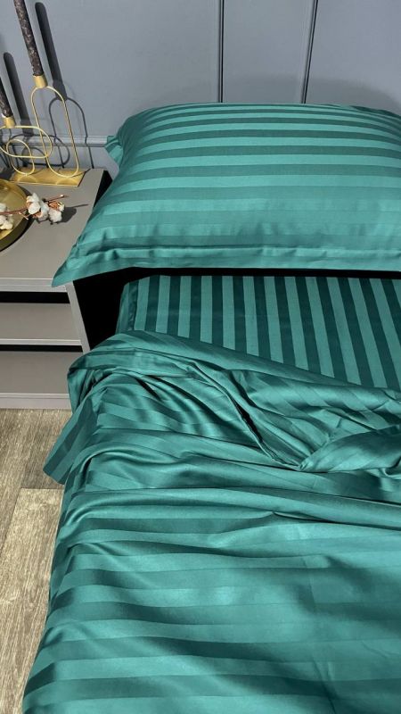 Комплект постільної білизни «МЛС» Євростандарт Страйп-Сатин Delux