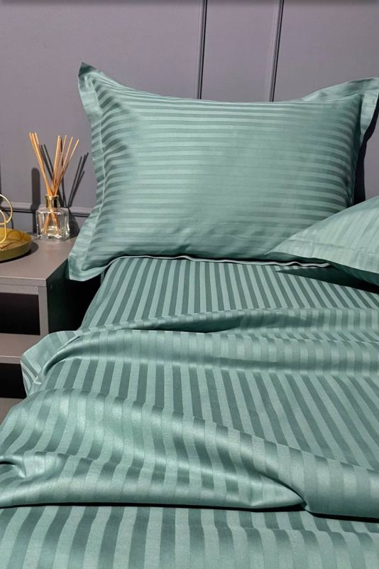 Комплект постільної білизни «МЛС» Євростандарт Страйп-Сатин Delux