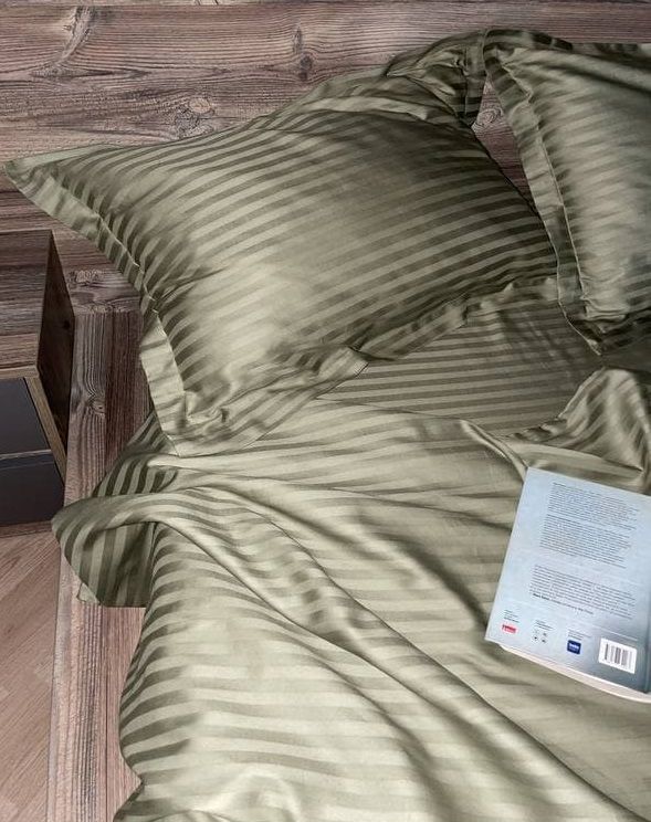 Комплект постільної білизни «МЛС» Євростандарт Страйп-Сатин Delux