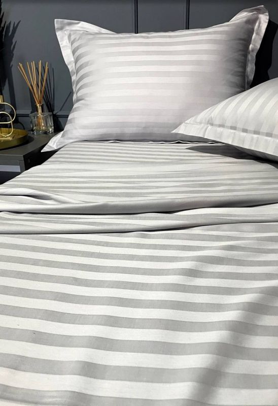 Комплект постільної білизни «МЛС» Євростандарт Страйп-Сатин Delux