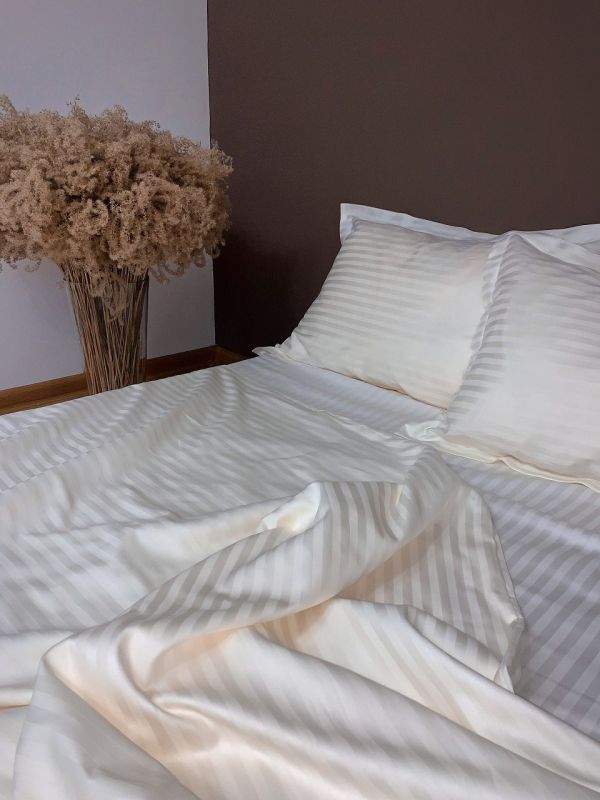 Комплект постільної білизни «МЛС» Євростандарт Страйп-Сатин Delux