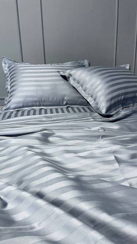 Комплект постільної білизни «МЛС» Двоспальний Страйп-Сатин Delux