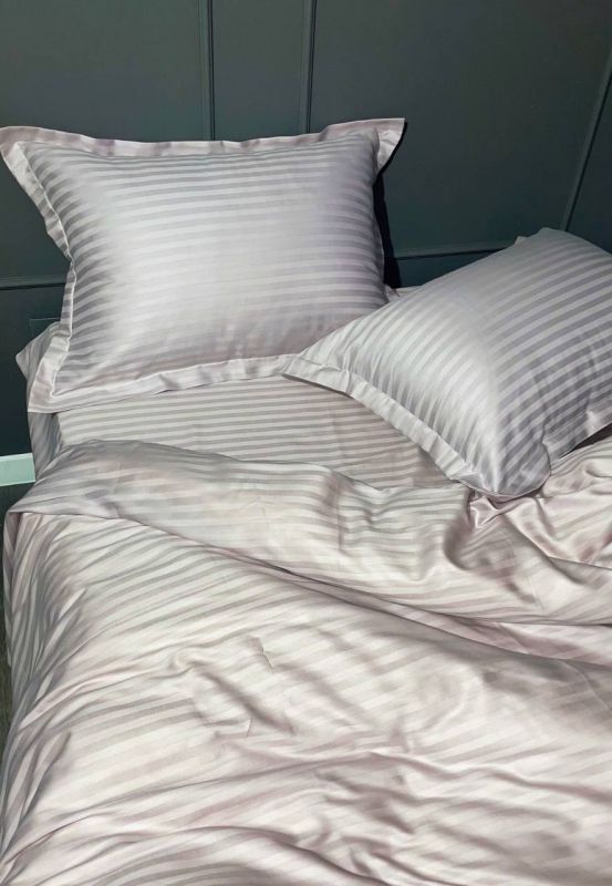 Комплект постільної білизни «МЛС» Євростандарт Страйп-Сатин Delux