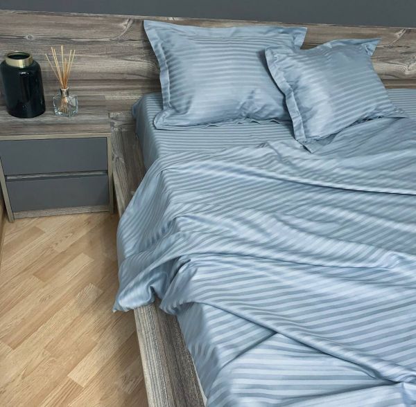 Комплект постільної білизни «МЛС» Євростандарт Страйп-Сатин Delux