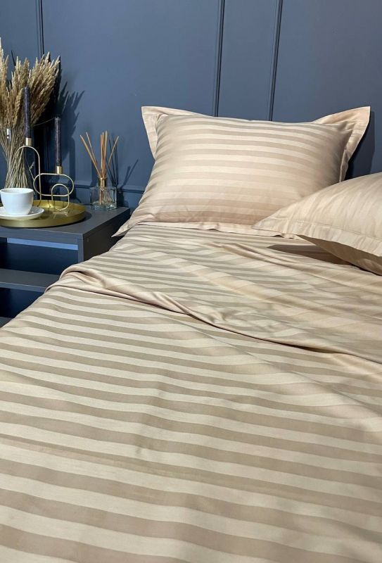 Комплект постільної білизни «МЛС» Євростандарт Страйп-Сатин Delux