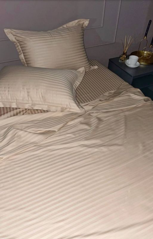 Комплект постільної білизни «МЛС» Євростандарт Страйп-Сатин Delux