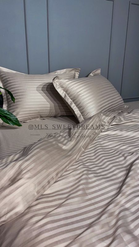 Комплект постільної білизни «МЛС» Сімейний Страйп-Сатин Delux