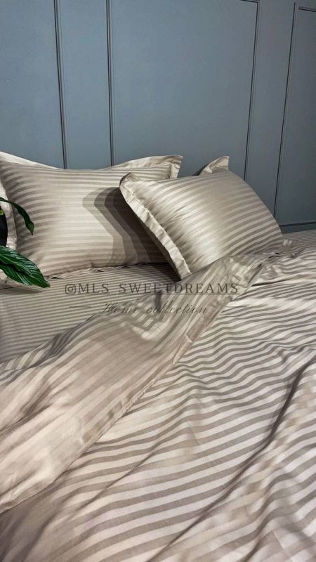 Комплект постільної білизни «МЛС» Євростандарт Страйп-Сатин Delux