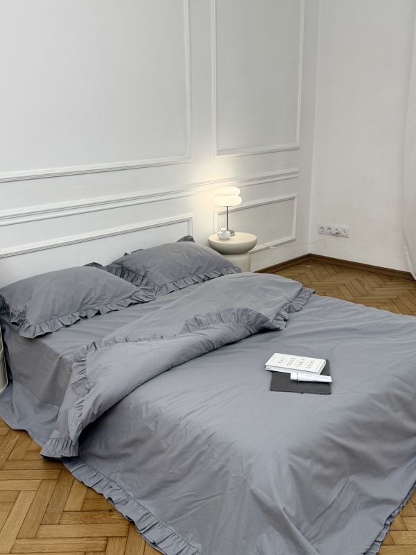 Комплект постільної білизни «МЛС» Євростандарт Поплін преміум & рюша