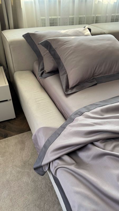 Комплект постільної білизни «МЛС» Євростандарт Сатин Delux & кольорова рамка 